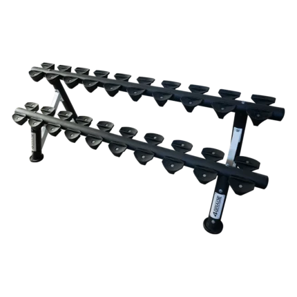 Stojak na hantle 10 par 4GRADE z wysokiej jakości stali, w matowym czarnym kolorze prawa strona