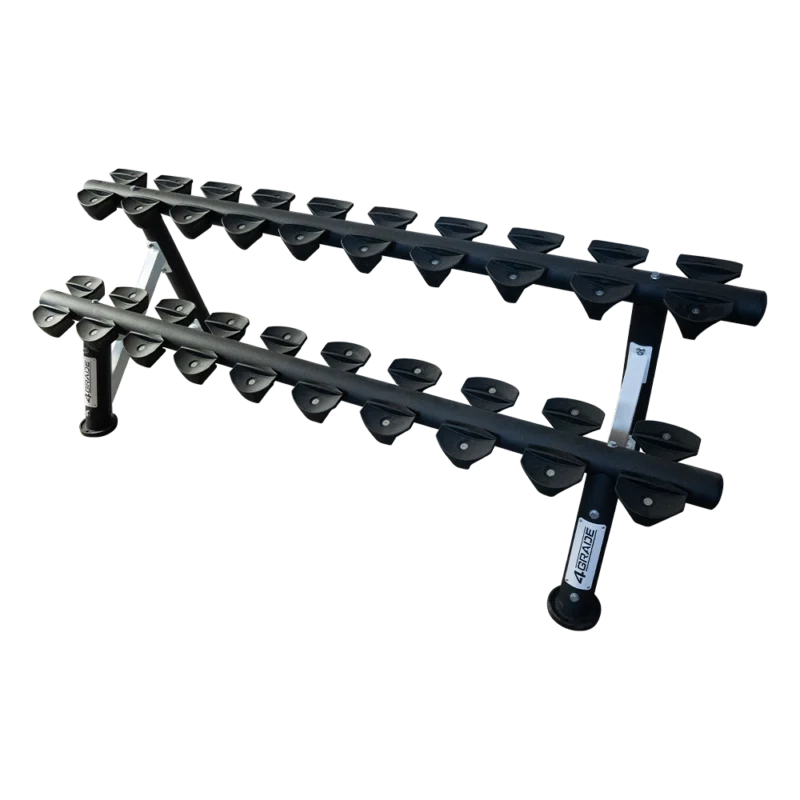 Stojak na hantle 10 par 4GRADE z wysokiej jakości stali, w matowym czarnym kolorze prawa strona