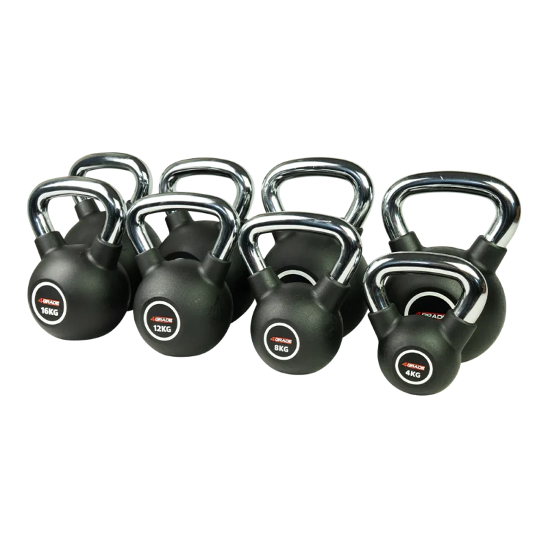 Zestaw kettlebelli PEV 4GRADE, wagi od 4 do 32 kg.