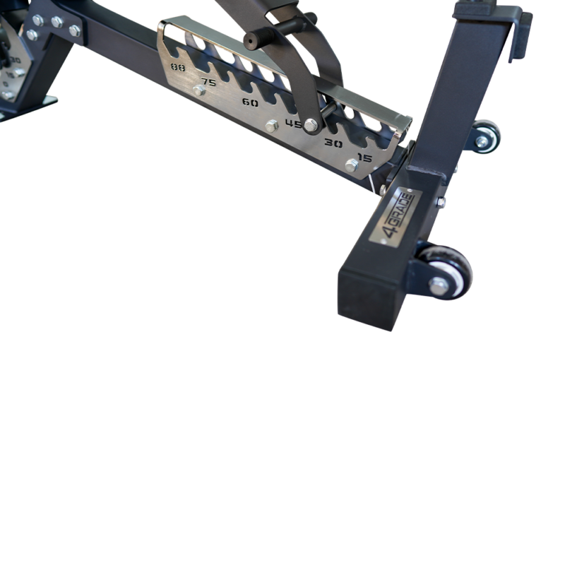 Regulacja oparcia ławki treningowej od skosu ujemnego do pionu