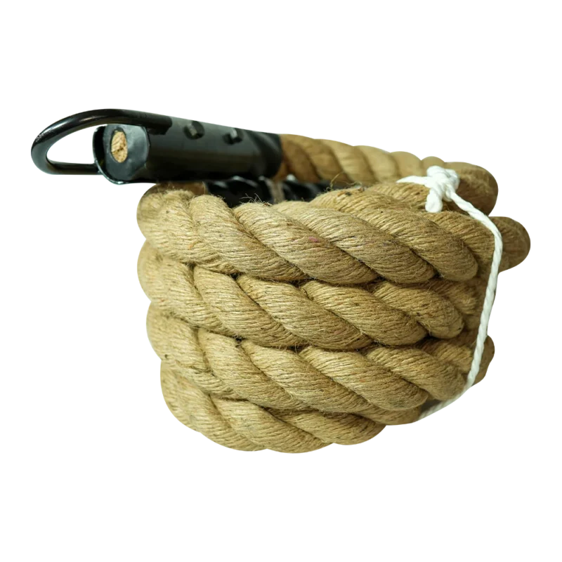 Zbliżenie na naturalny splot włókien jutowych liny treningowej 4GRADE